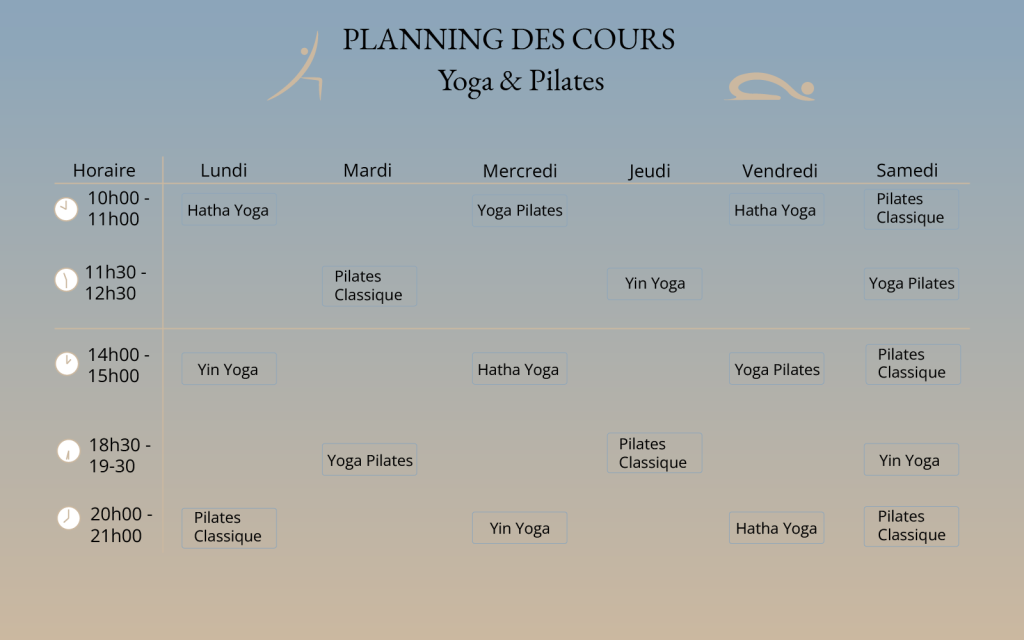 Planning des cours de yoga et Pilates à Brive-la-Gaillarde
